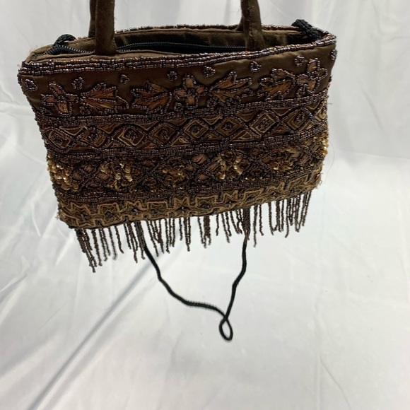 VINTAGE Beaded Handbag Brown - Picture 2 of 7
